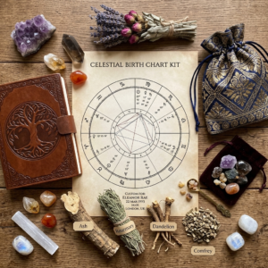 Personalised Birth Chart Crystal Kit by Roots & Charms Custom Birth Chart Crystal Kit with Healing Crystals and Gemstones Vedic Astrology Birth Chart Crystal Kit with Nakshatra-Based Crystals Personalised Nakshatra Crystal Kit with Traditional Herbs and Roots