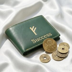 Fehu Rune Green Wallet for Prosperity and Wealth Attraction