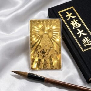 Feng Shui Guanyin Buddha Gold Card Amulet for Protection and Prosperity