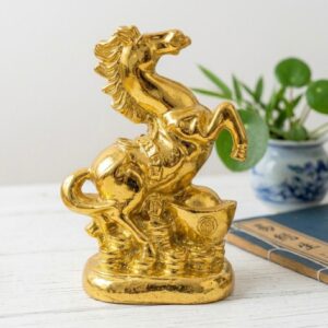 Golden Feng Shui Wealth Horse Statue for Success & Prosperity