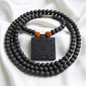 Genuine Karungali Sri Yantra Protection Necklace | Sacred Spiritual Shield | 100% Natural Karungali Wood Mala