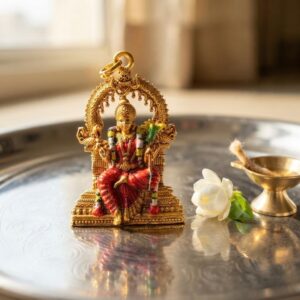 Lalita Tripura Sundari Figurine Golden Pendant Kavach Locket