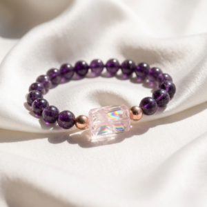 Rose Quartz and Amethyst Crystal Bracelet for Inner Peace